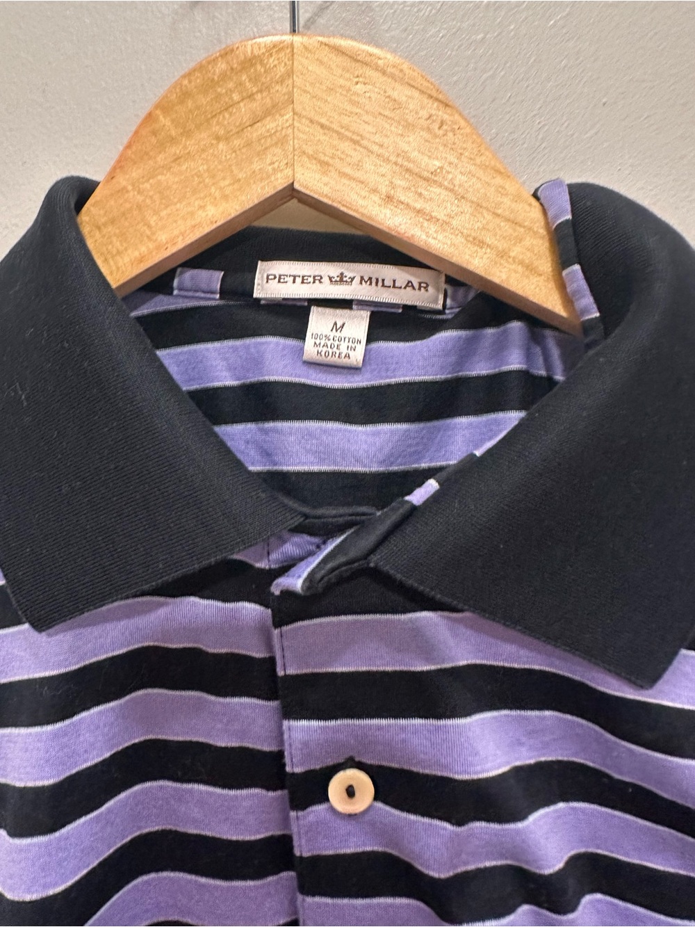 Peter Millar Striped Polo Shirt - Black & Lavender. Size M. - Picture 4 of 11